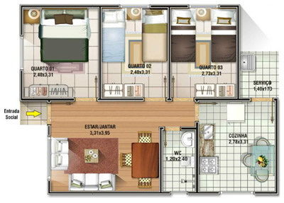 Casas com 3 Quartos - Projetos e Construção | construdeia