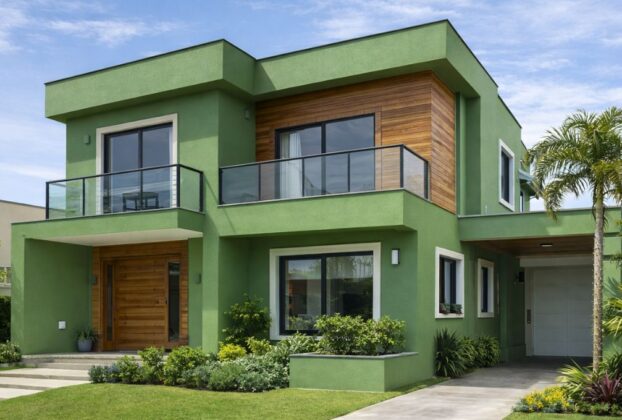 casa pintada de verde