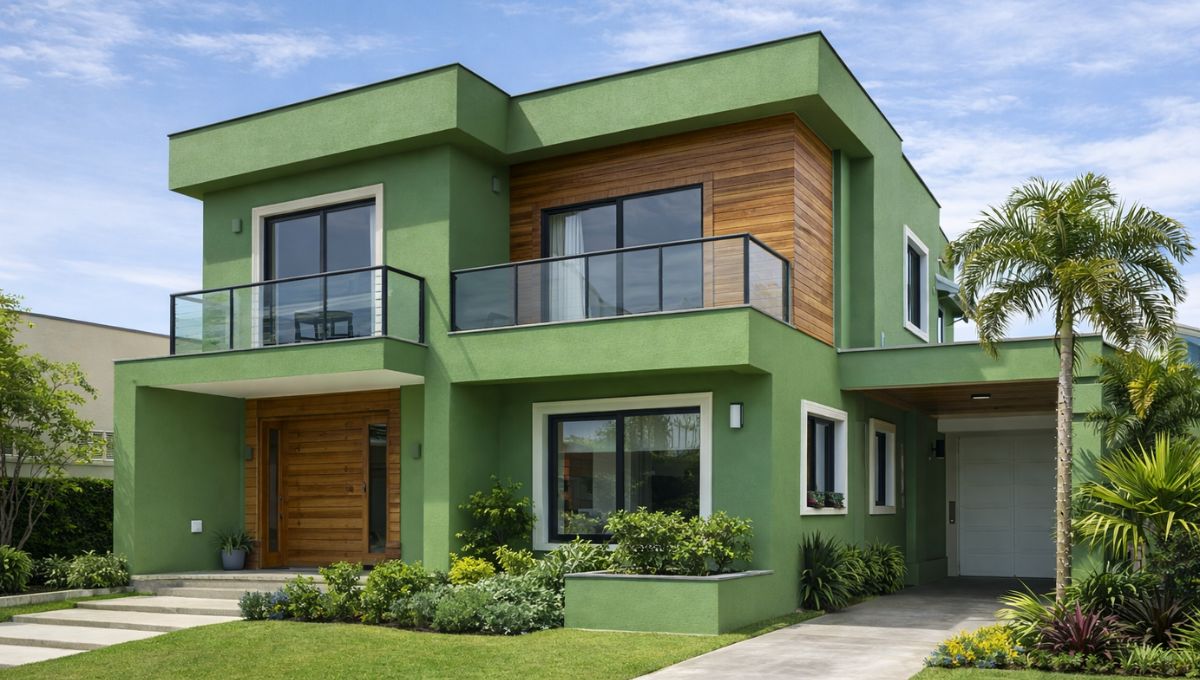 casa pintada de verde